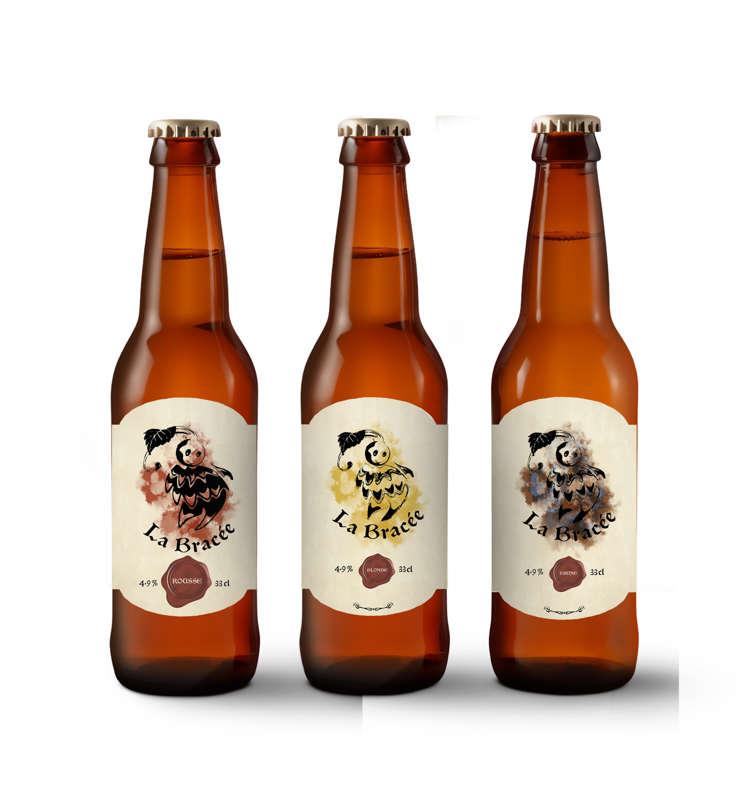 Les trois bière proposées par la microbrasserie La Bracée.